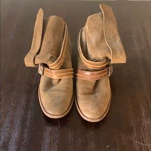 Olive Green/Brown Suede Booties - Sz 37 / 7